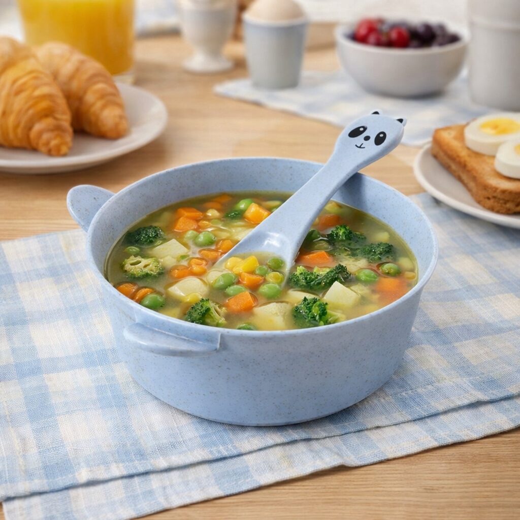 Wheat Straw Kids Soup Bowl with Matching Spoon