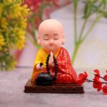 Red Solar Powered Sitting Buddha Statue (1 Pc / Medium) - Image 7