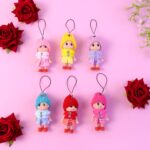 Set of 6 Cute Mini Doll Hanging Keychains in mixed colors