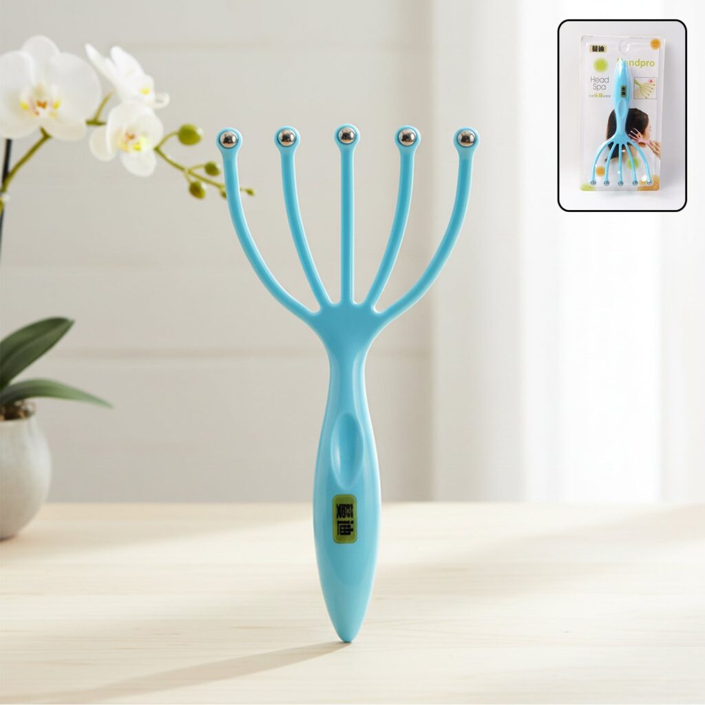 Handheld five-finger head massager with rolling ball tips