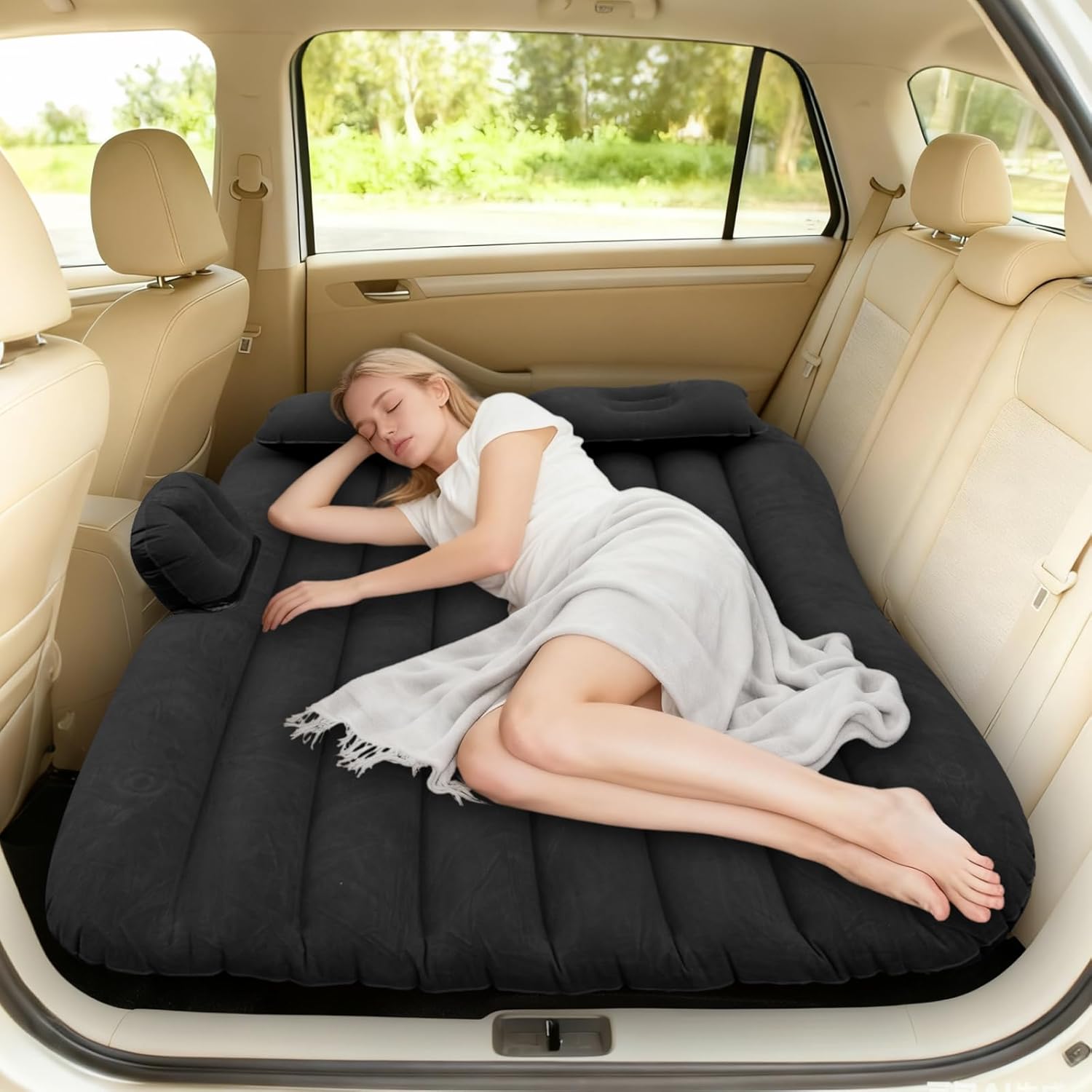 01_carbed.jpg Inflatable Car Air Mattress Bed (132 × 96 cm, 1 Set) - Image 1