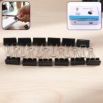 Black Metal Binder Clips 15 MM 12 Pieces Set
