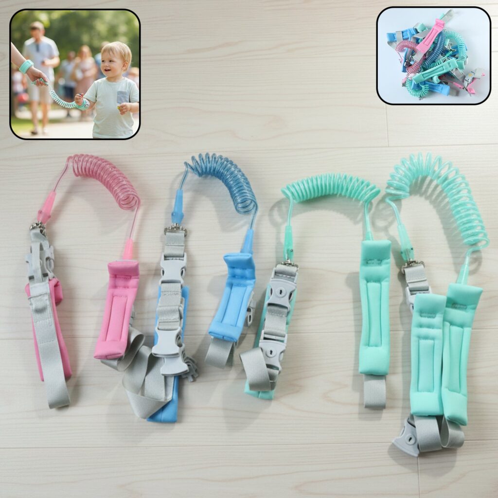 Baby safety walking leash with wrist cuff