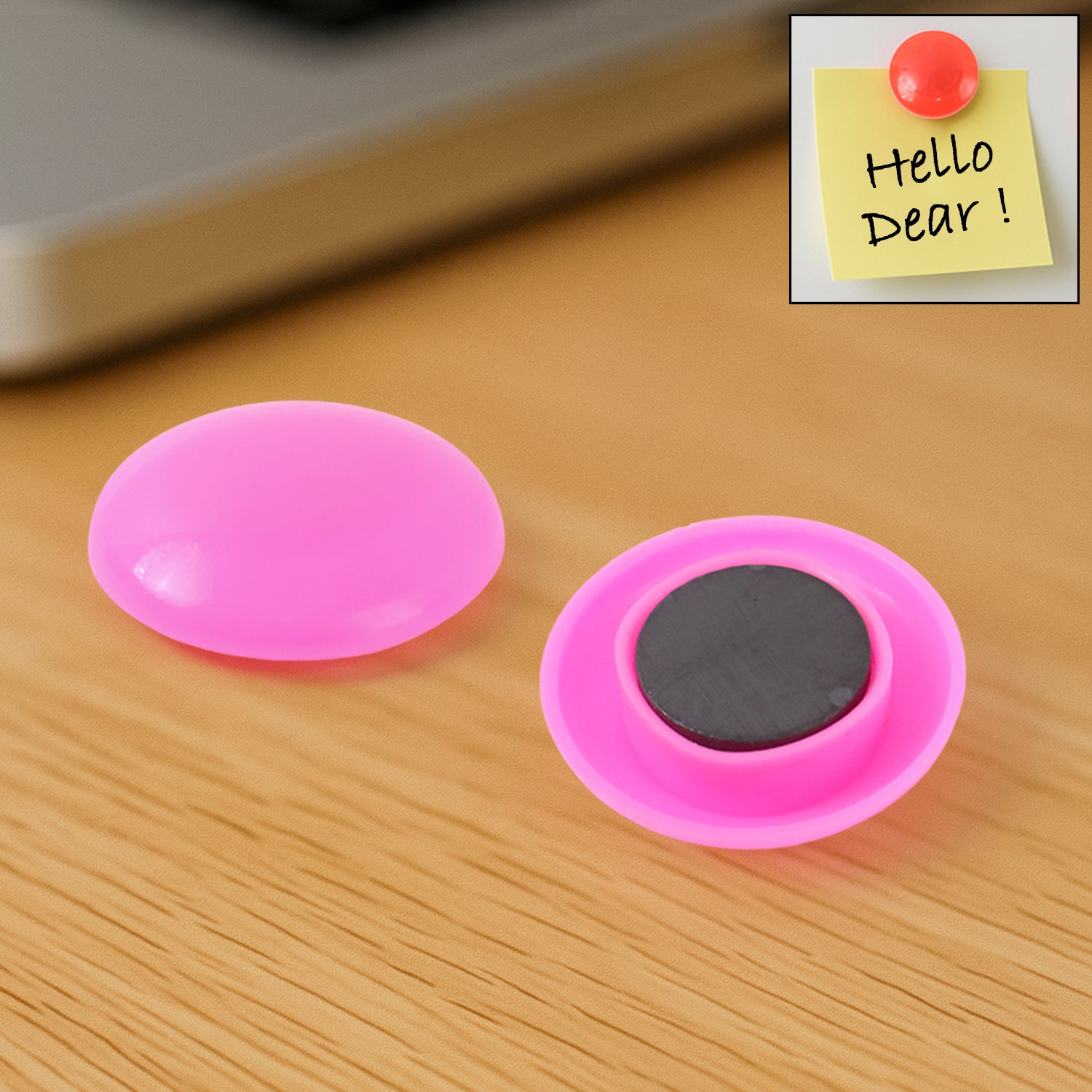 01_d5caca88-7643-48c2-9b5b-39fcfb1c09ef.jpg Pink Board Magnets Circular Plastic Buttons (1 Pc) - Image 1