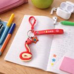 Cute snake shape keychain with strap and hook clip