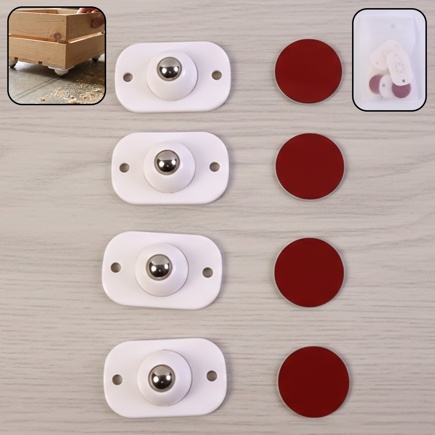 Heavy-Duty Furniture Moving Roller Mini Wheels 4 Piece Set