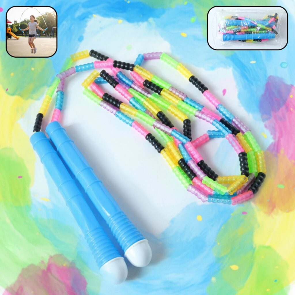 Colorful beaded skipping rope set for kids