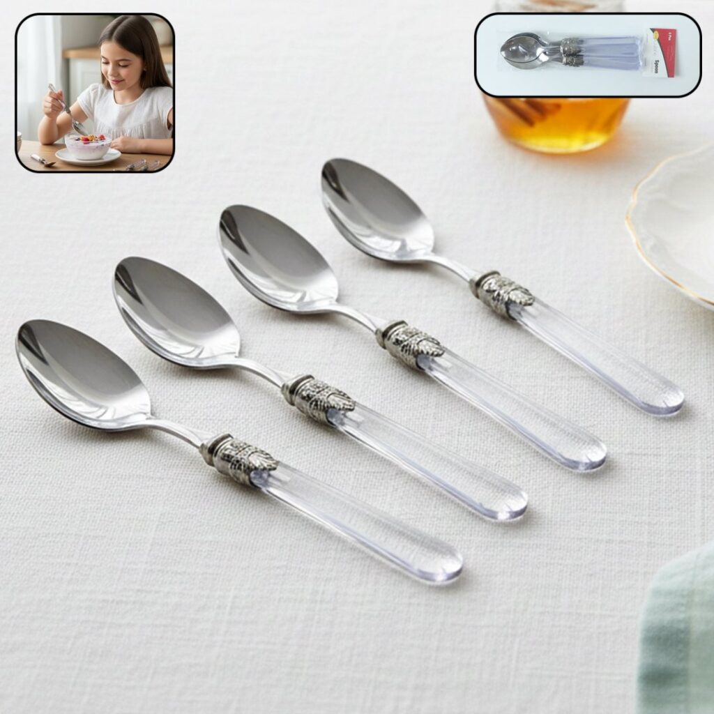 Premium Stainless Steel Dessert Spoons with Plastic Handles