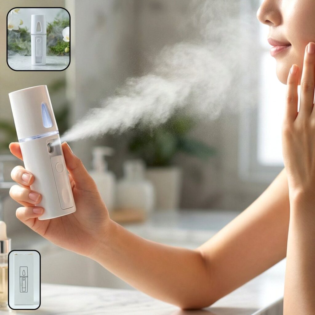 Portable nano mist sprayer for facial hydration and makeup setting