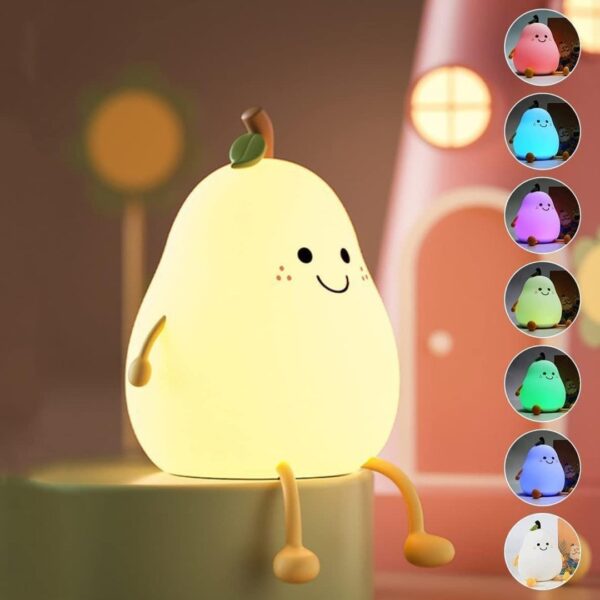 Cute pear shape silicone night lamp with multi color LED