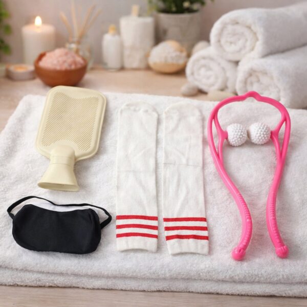Complete self care and relaxation combo set with neck massager and eye mask