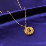 Traditional gold-tone round jhumka pendant chain necklace for women
