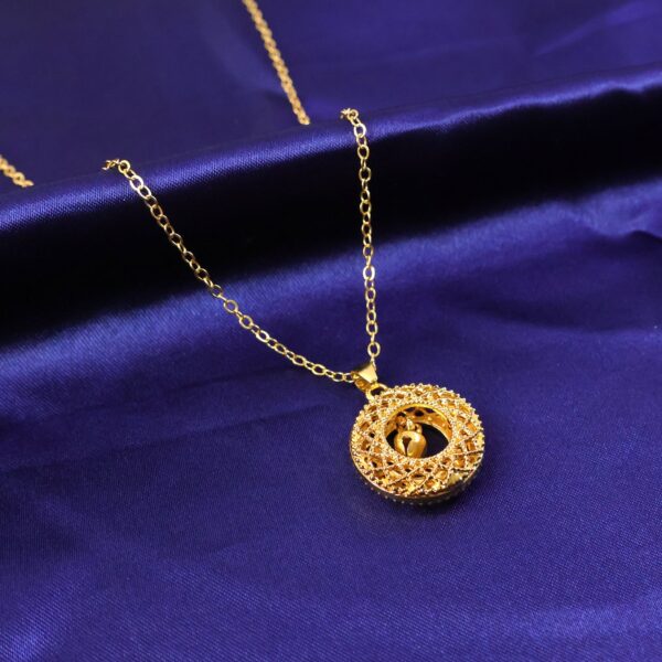 Traditional gold-tone round jhumka pendant chain necklace for women