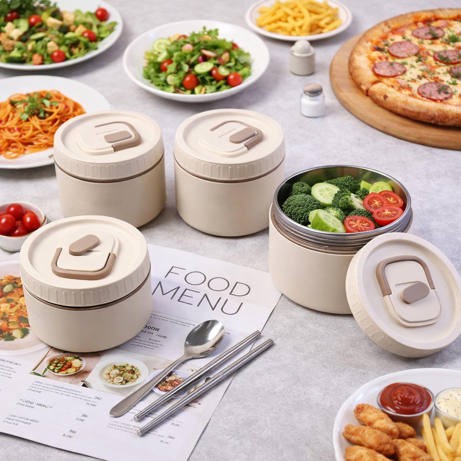 01_lunch-box.jpg Bento Style Lunch Box Set with Multiple Containers & Carry Bag - Image 1