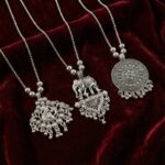 Oxidised Silver Finish Traditional Pendant Necklace – Mix Design (1 Pc)