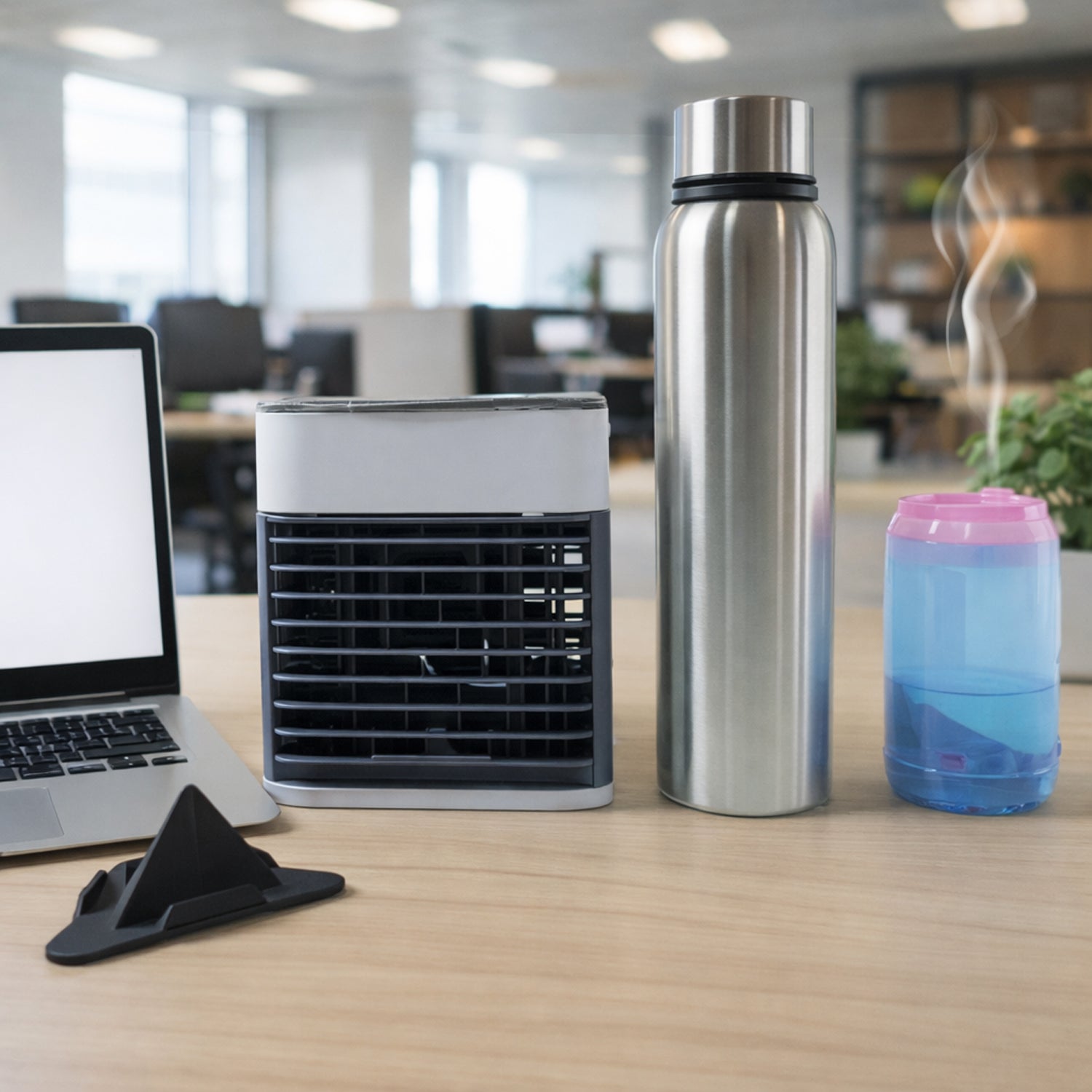 01_office_essentials_combo.jpg Office essentials combo set with mini desktop air cooler and water bottles