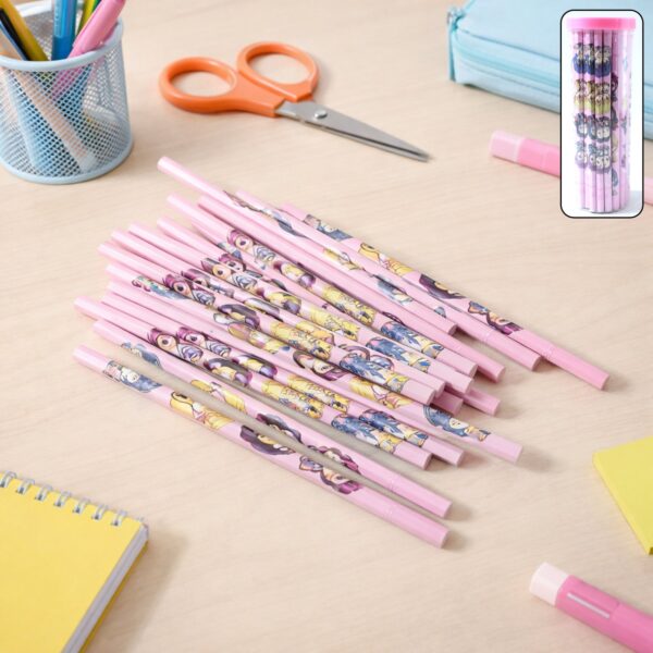 Set of 50 cartoon printed wooden pencils