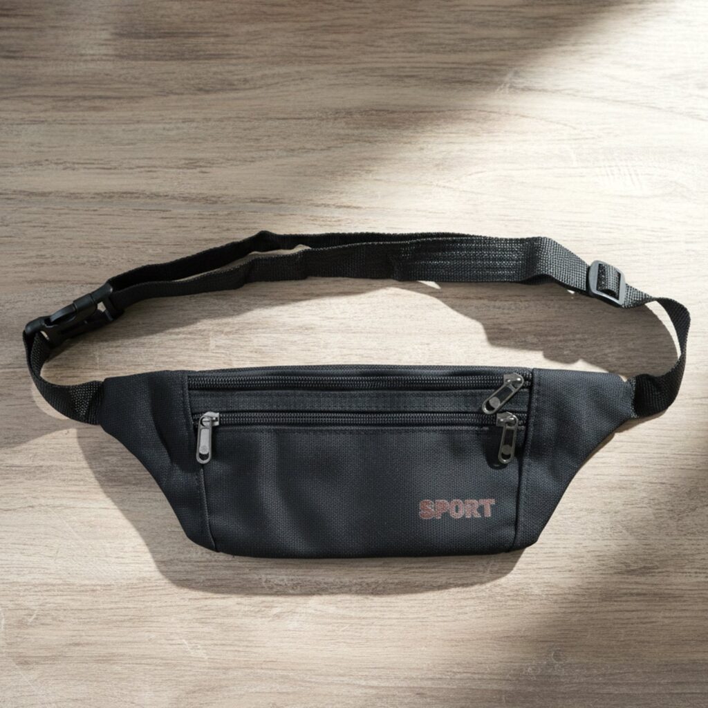 Classic Black Sports Waist Bag with Adjustable Strap