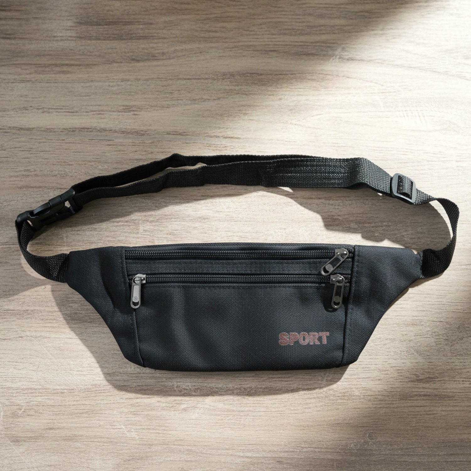 Classic Black Sports Waist Bag with Adjustable Strap