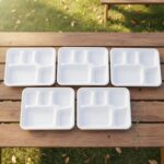 Vegnar 5 Compartment Compostable Bagasse Meal Tray 10 Pcs Set - Image 5