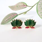 Traditional Green & Lotus Motif Jewellery Set - Image 6