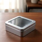 Square Metal Storage Tin Box with Transparent Window Lid (1 Pc, 9.5 x 9.5 Cm) - Image 8