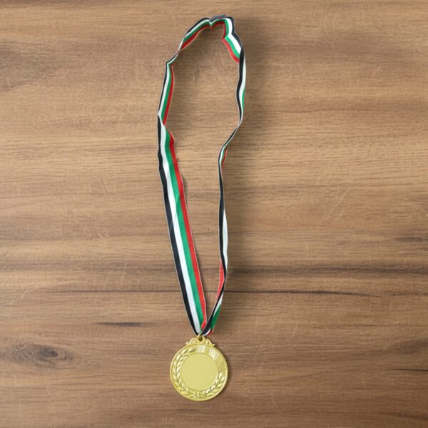 Gold Finish Winner Medal with Tricolor Ribbon for Sports (1 Pc)