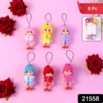 Cute Mini Doll Hanging Keychain Set (6 Pc Mix Color) - Image 2