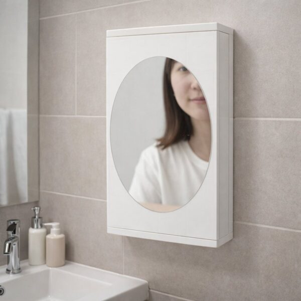 Wall Mounted Rotating Bathroom Mirror Cabinet (1 Pc, 22x42 Cm)