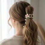 Elegant Floral Pearl Chain Hair Claw Clip (1 Pc) - Image 3