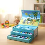 Cartoon theme drawing kit box for kids with colors and tools