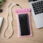 Pink waterproof phone pouch bag for mobile phones