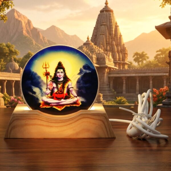 3D Creative Lord Shiva LED Night Lamp with Wooden Base