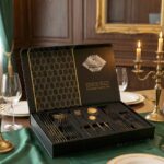 Premium Gold Finish Stainless Steel Cutlery Set with Luxury Gift Box (24 Pc Set) - Image 6