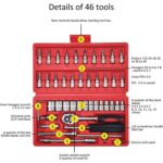 Socket 1 / 4 Inch Combination Repair Tool Kit (Red, 46 pcs) - Image 4