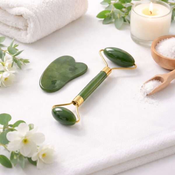 Jade Facial Face Roller and Gua Sha Set