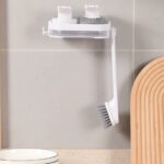 Wall mounted cleaning combo set with brush and tray