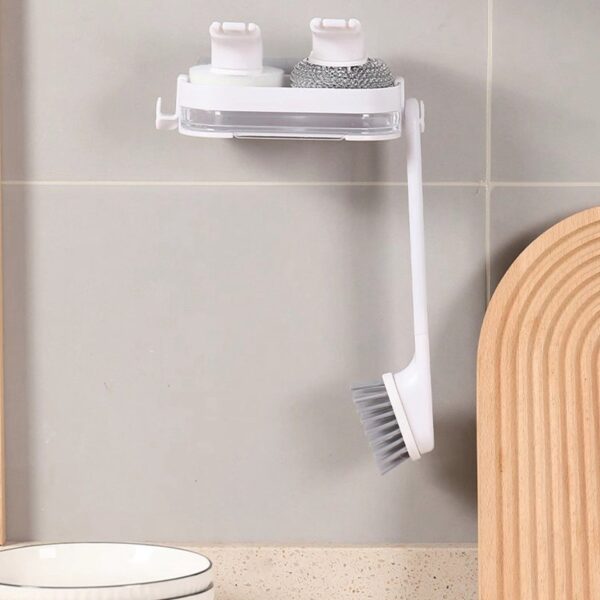 Wall mounted cleaning combo set with brush and tray