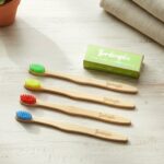 Pack of 4 bamboo toothbrushes with soft bristles for adults