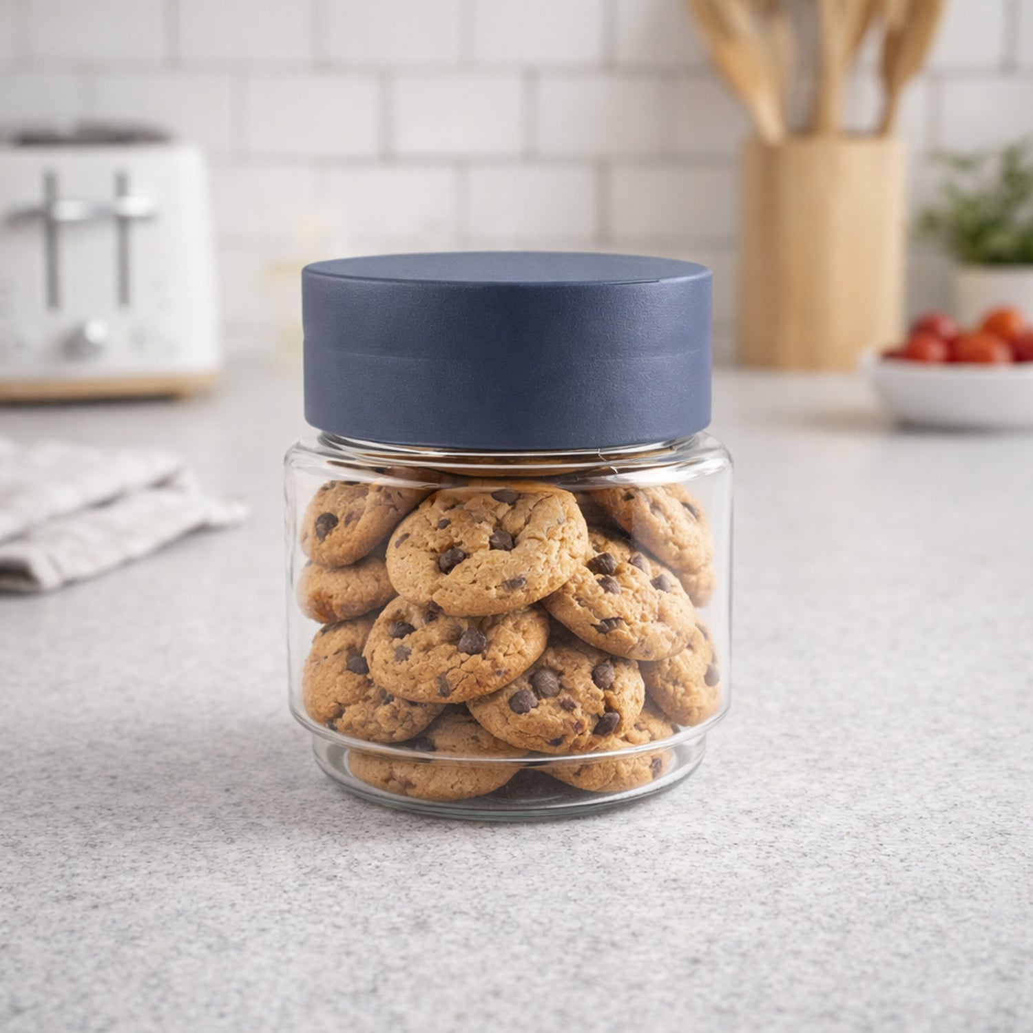 02_airtight-container.jpg Airtight Transparent Kitchen Storage Jar with Secure Lid (1 Pc / 500 ML Approx) - Image 1