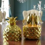 Stainless Steel Golden Cutlery Set with Pineapple Storage Stand (24 Pc Set) - Image 5