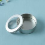 Round Metal Storage Tin Box with Transparent Window Lid (1 Pc, 9.5 x 9.5 Cm) - Image 7