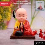Red Solar Powered Sitting Buddha Statue (1 Pc / Medium) - Image 2