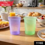 Reusable Plastic Drinking Glass 200 ML Approx (1 Pc, Mix Color) - Image 2