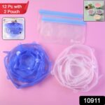 12 Peace Reusable Stretch Lids Set with 2 Storage Pouches – Flexible Food Cover Lids - Image 2