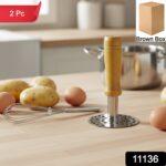 Manual Stainless Steel Whisk and Pav Bhaji Potato Masher Combo Set (2 Pc Set) - Image 2