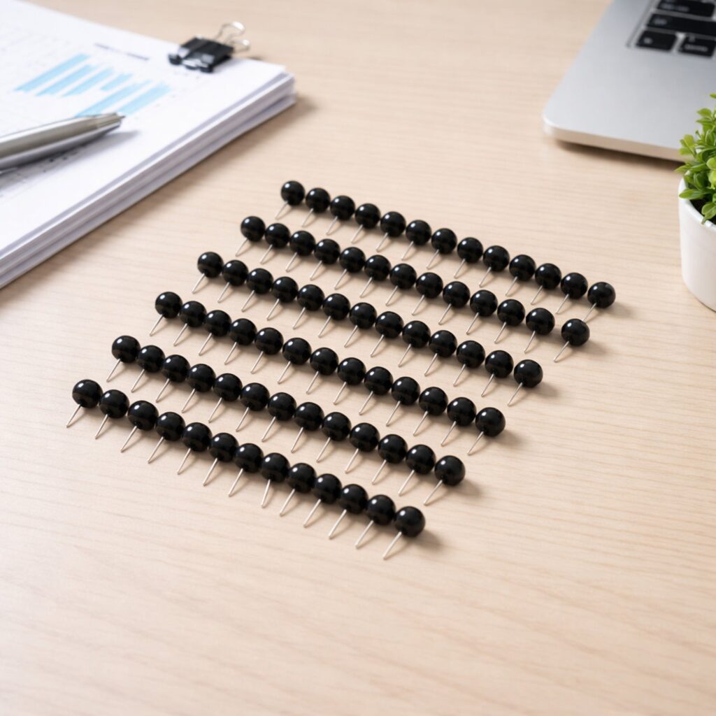 80 Piece Set of Round Head Push Pins for Notice Boards