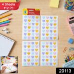 Colorful Heart Shape Decorative Sticker Set (4 Sheets, 112 Pc) - Image 2
