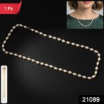 Elegant Pearl Beaded Necklace with Golden Chain Accents (1 Pc) - Image 2
