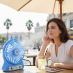 Portable Rechargeable Mini Table Fan With LED Light And Battery (1 Pc) - Image 3